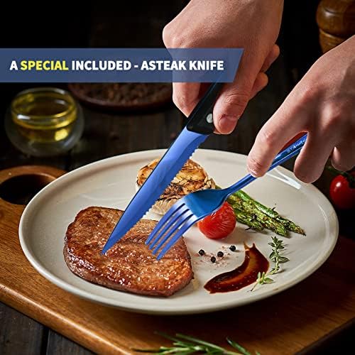 Logcow Travel Utensils Set with Case, 10-Piece Reusable Stainless Steel Camping Cutlery, Portable Fork Spoon Knife Chopsticks & Straw for Work, Lunch, Picnic (Blue) - Image 5