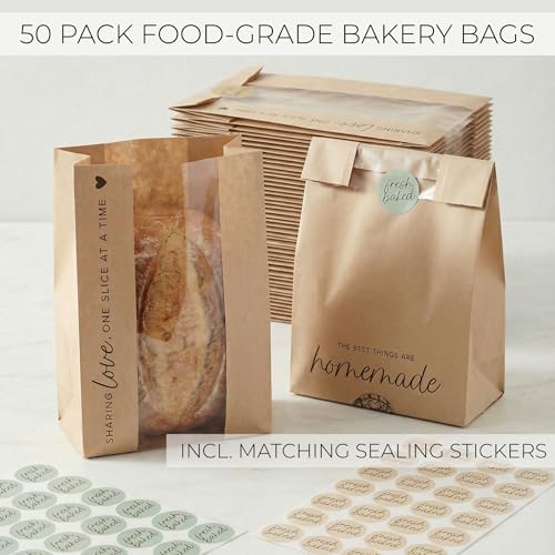 Beautiful Bread Bags for Homemade Bread - Clear Window Bakery Paper Bags - Image 3