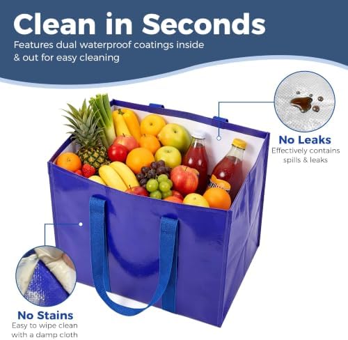 Reusable Grocery Bags, Waterproof & Foldable Shopping Bags Stand Upright - Image 3