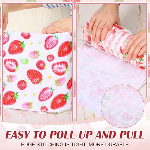 36 Pack Reusable Kitchen Cloths Cotton Towels, Strawberry - Image 4