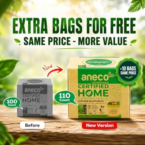 (Include 10 Bonus Bags) ANECO 100% Compostable Waste Bags 2.6 Gallon - Image 2