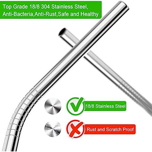 Vinaco 4 Pack 0.4" Wide Bore Reusable Stainless Steel Metal Smoothie Straws - Image 5
