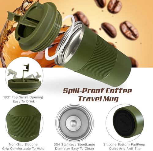 Vacuum Insulated Stainless Steel Travel Coffee Mug,Leak Proof Cup with Lid - Image 3