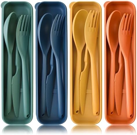 Zoyiancy 4 Sets Large Utensils Set with Case, Reusable Travel Cutlery Set by ZoyiancyLifeButler