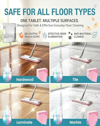 100-Piece Floor Cleaning Tablets, 2026 Upgraded Multi-Surface Cleaner, Dissolvable Pre-Measured Concentrated Mop Remover Solution for Deep Cleaning Hardwood, Tile & Laminate, Streak-Free Fresh Scent - Image 6