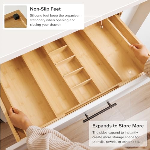 KitchenEdge Utensil & Junk Drawer Organizer, 16-28 in, Bamboo - Image 6