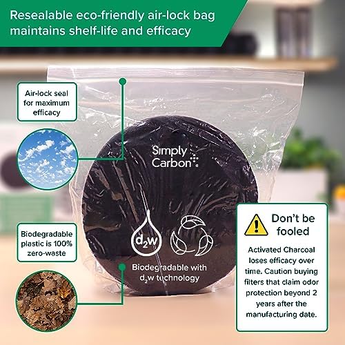2 Years Supply Extra Thick Filters for Kitchen Compost Bins - Longer Lasting Activated Charcoal - Universal Size Fits ALL Compost Bins up to 7.25" Filter Size - Replacement Set of 6 (by Simply Carbon) - Image 5