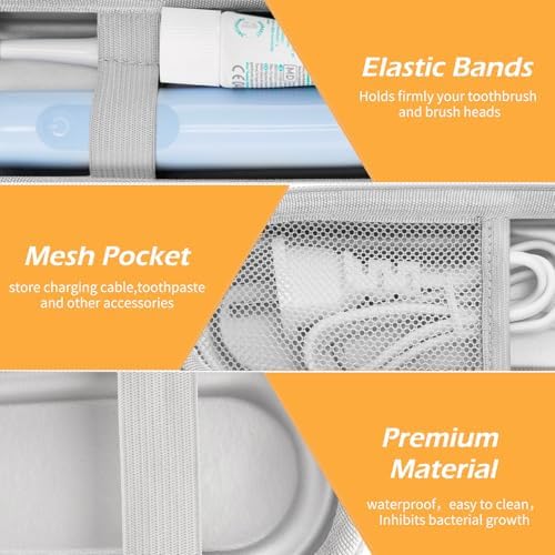 Toothbrush Travel Case for Oral B/Oral-B Pro 1000 1500 5000 7000 & Philips Sonicare 4100 1100 5300 5100 6100/iO Electric Toothbrush, Hard Protective Storage Bag (Dazzling gold) - Image 4
