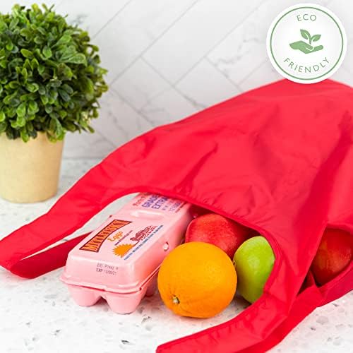 Masirs Reusable Grocery Bag (10-PACK | COLORS) - Reusable Ripstop Bags - Large, Strong Eco Friendly Bags - Foldable Shopping Bag - For Kitchen, Grocery & More - Packable Shopping Bag - Image 5