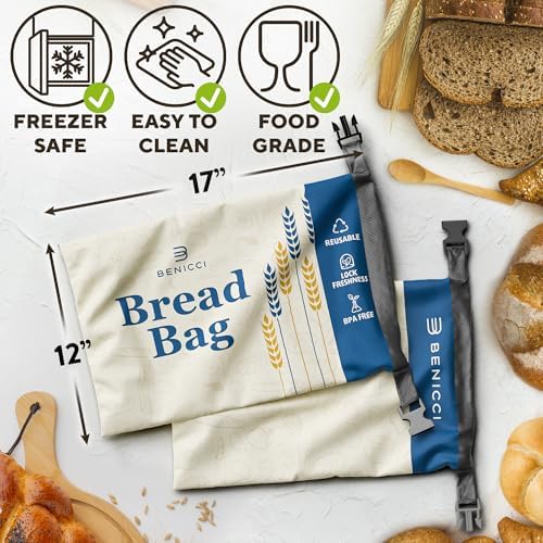 Reusable Bread Bags for Homemade Bread 2 Pack, Freezer Safe Sourdough Bag - Image 3