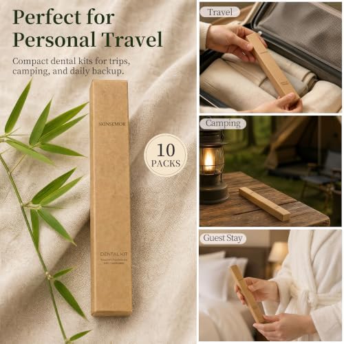 Disposable Travel Toothbrushes with Toothpaste, 10 Individually Wrapped Single Use Bamboo Toothbrush Kits for Trips, Camping, Overnight Stays, Guests and Home Backup - Image 6