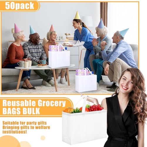 Windyun Reusable Grocery Bags Large Non Woven Shopping Bags with Handles Foldable Portable Tote, 16x6x12 Inch - Image 4