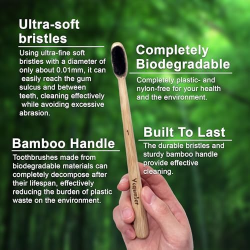 Extra Soft Bamboo Toothbrush,Natural Soft Toothbrushes for Adults,Micro Nano10000 Bristles Toothbrushes for Sensitive Gum,Fully Biodegradable,4 Pack - Image 2