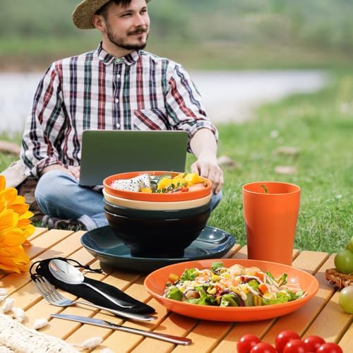 Kyraton Camping Utensils - Mess Kit for Travel, Picnic, Outdoor, Camping Gear - Silverware Set, Cup, Bowl, Plate - Essentials for 4 - Image 7