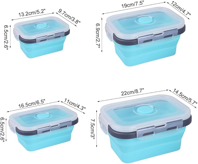 MiOYOOW Collapsible Camping Bowls with Lids, 4PCS Silicone Food Storage Containers, Heat Resistant Foldable Lunch Boxes for Camping Hiking Picnic BBQ Outdoor Cooking