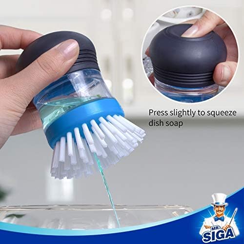 MR.SIGA Soap Dispensing Palm Brush, 2 Pack, Navy/Blue - Image 5