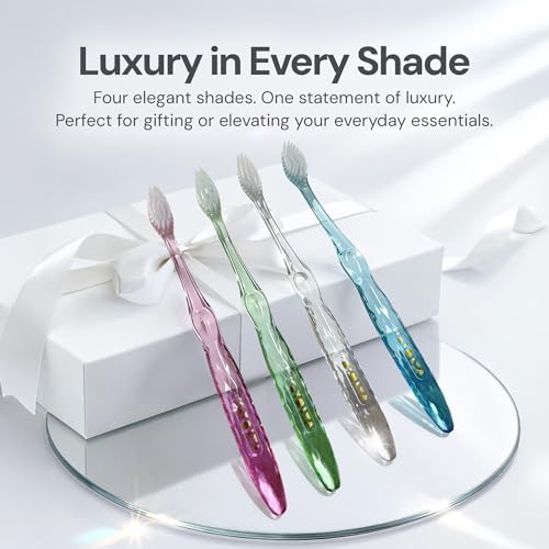 Nano-b Manual Toothbrush for Adults with Sensitive Gums, Silver Soft/Medium Bristles, Travel Case, Crystal - Image 6