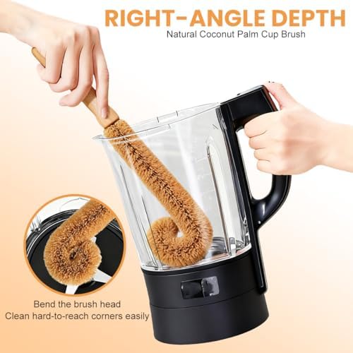 1Pcs Coconut Fibre Brush with Natural Wooden Handle Hangable Kitchen Multifunction Brush Cup Brush Washing Brush for Glass Feeding Bottle Wine Bottle - Image 6