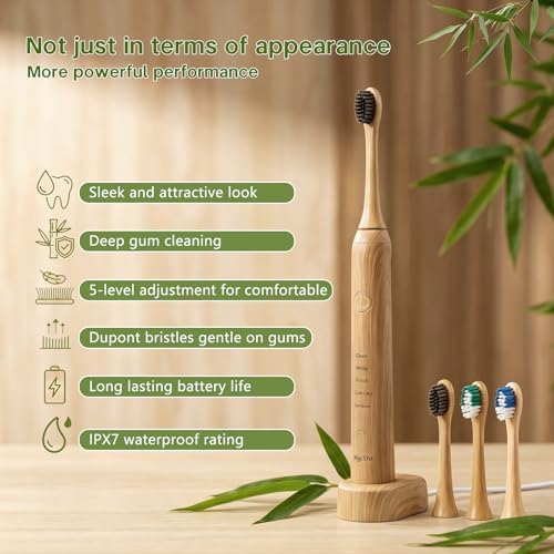 Natural Bamboo Electric Toothbrush for Adults - Image 2