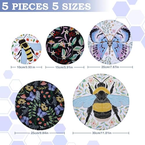 5Pcs Reusable Beeswax Elastic Bowl Covers for Bread Proofing and Food Cover - Image 2