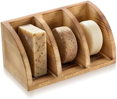 Shampoo Bar Holder Multi Bar Soap Dish, Wooden, 6.3 x 3.3 x 3.1 Inch by Ferrochef