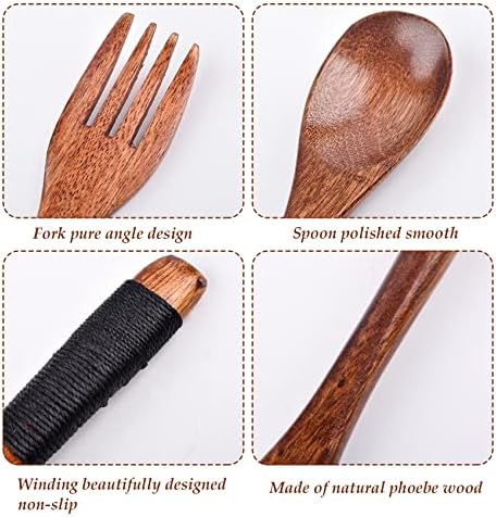 Wooden Cutlery Set, Travel Utensils with Case, Spoon & Fork, 3 Pcs - Image 3