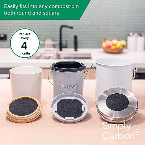 2 Years Supply Extra Thick Filters for Kitchen Compost Bins - Longer Lasting Activated Charcoal - Universal Size Fits ALL Compost Bins up to 7.25" Filter Size - Replacement Set of 6 (by Simply Carbon) - Image 4