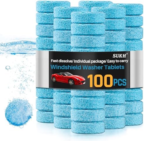 Sukh Car Windshield Washer Tablets - Washer Fluid Tablets Glass Cleaner Concentrate Car Windshield Wiper Fluid Car Windshield Cleaner Automotive Glass Cleaner by Sukh
