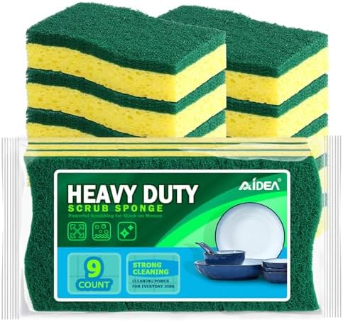 AIDEA Sponges Kitchen, 9Count, Dish Sponges, Heavy-Duty Scrub Sponge by AIDEAHOME