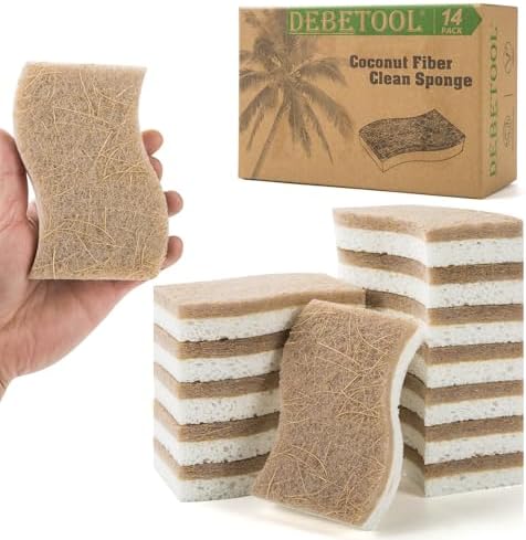 DEBETOOL 14 Pack Coconut Sponge with Cellulose, White by DEBETOOL