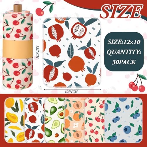 Redbaker 30 Pcs 18 Pcs Reusable Paper Towel for Kitchen,Fruit Design - Image 2