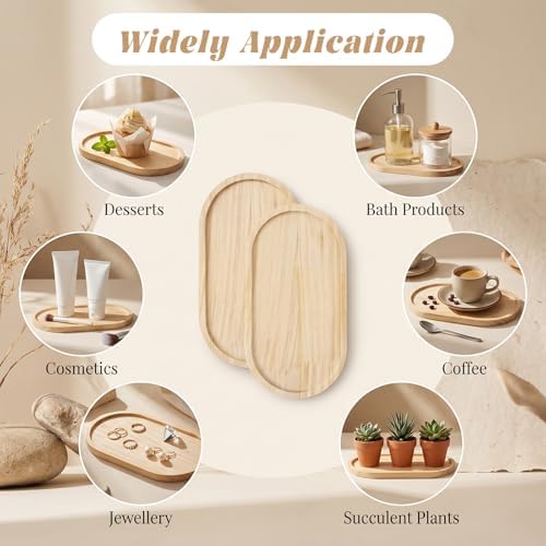 2Pcs Bamboo soap Dispenser Tray, Small Wooden Trays Dispenser Trays - Image 3