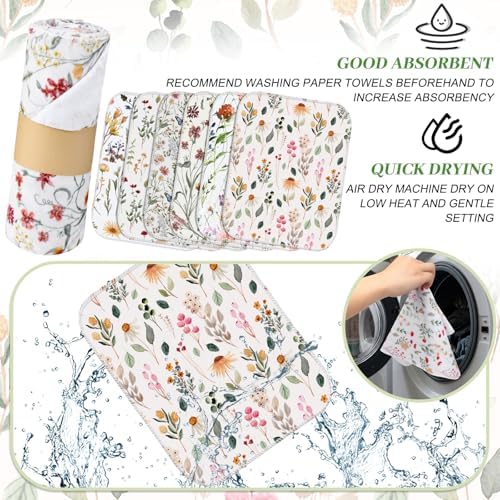 36 Pack Reusable Kitchen Cloths Cotton Towels, Vintage Wildflower - Image 3