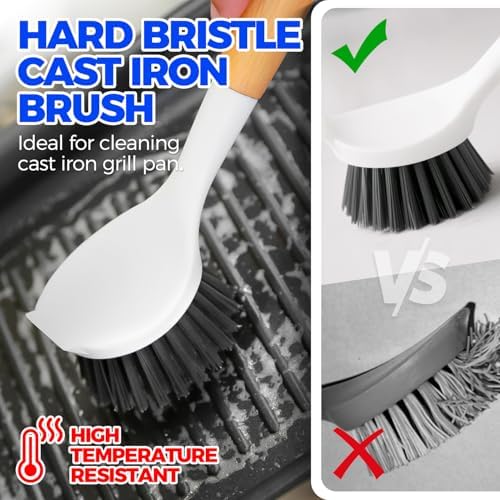 Holikme 6 Pack Dish Brush with Bottle Brush Scrub Brush Straw,Gray - Image 2