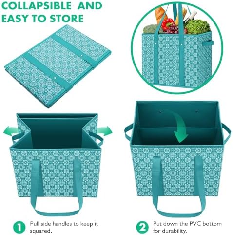 Reusable Grocery Bags 3 Pack, Foldable & Water Resistant Shopping Bags - Image 5