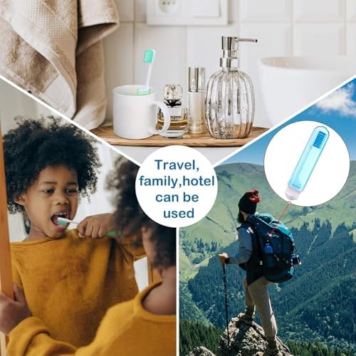 Patelai 4 Pcs Travel Toothbrush Mini Foldable with Case,Warm Color - Image 7