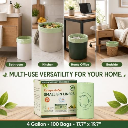 OrangeBio 4 Gallon Compostable Trash Bags, 100 Count, BPI Home Certified - Image 4