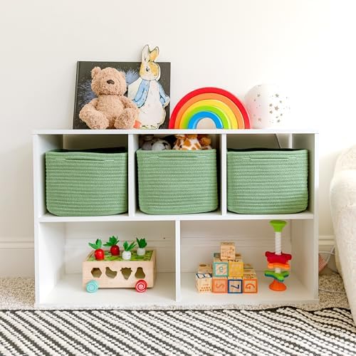 NaturalCozy Storage Cubes 9”x9”x7”Cotton Rope Woven Baskets for Organizing 3-Pack | 9 Inch Cube Storage Bin | Small Basket for Shelf Nursery, Pantry, Decorative Plant, Bathroom Closet, Toy Gift - Image 3