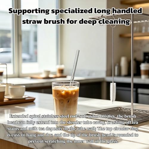 8 Pack Reusable Straight Glass Straws,8 Inch Food Grade Heat Resistant,BPA FreeLead-Free Multicolor Glass Straws for Smoothie Milkshake Juice Cocktail Tea Hot Drinks,with 2 Cleaning Brushes - Image 6