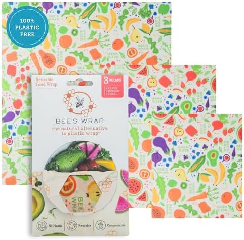 Bee's Wrap Beeswax Food Wraps, 3 Pack Assorted - Garden Party by BeesWrap