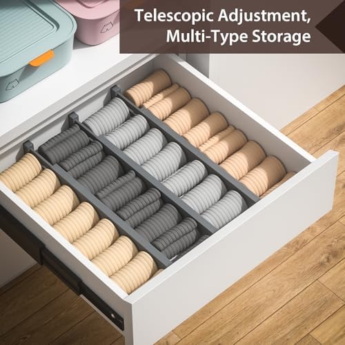 DUCOO 4 PCS Drawer Divider, 17"-22" Adjustable Bamboo Drawer Dividers Organizers, Expandable Separators for Kitchen, Clothes, Dressers, Home, Office, Gray - Image 6