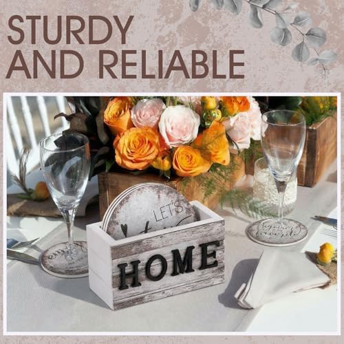 Queekay House Warming Gifts New Home Farmhouse Coasters Set of 6, Rust - Image 6