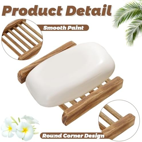 50 PCS Bamboo Soap Dish for Shower 3.3x2.3x0.6 Inch Wooden Soap Holder Self Draining Wooden Soap Tray Handmade Wood Soap Saver Bamboo Soap Holder for Bathroom, Shower, Kitchen (Charcoal Color - Image 3