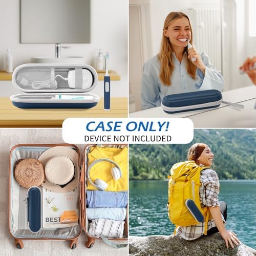 Toothbrush Travel Case for Oral B/Oral-B Pro 1000 1500 5000 7000 & Philips Sonicare 4100 1100 5300 5100 6100/iO Electric Toothbrush, Hard Protective Storage Bag (Deep blue case with toothbrush cap) - Image 5