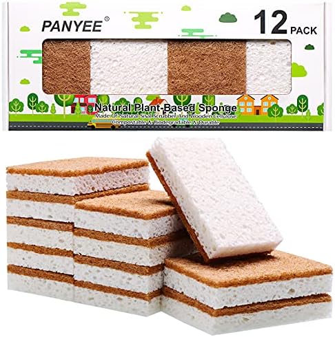 Natural Sponge Kitchen 12Pack,Eco Friendly Non-Scratch Scrub Sponge,Biodegradable Sisal Scrubber with Compostable Kitchen Sponges for Dishes Cleaning… by PANYEE