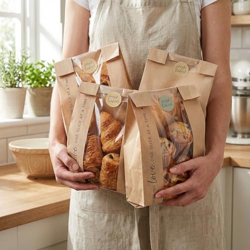 Beautiful Bread Bags for Homemade Bread - Clear Window Bakery Paper Bags - Image 7