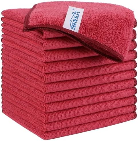 HOMEXCEL Red Microfiber Cleaning Cloth, Microfiber Towels for Car, 12 Pack by HOMEXCEL