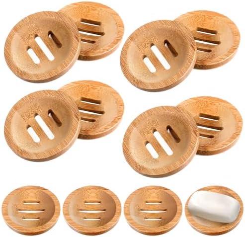 12 Pcs Bamboo Soap Dishes Wooden Soap Tray Soap Holder, Round Soap Dish for Bathroom, Shampoo Bar Holder for Shower Wood Soap Tray for Home Bathroom by Unknown