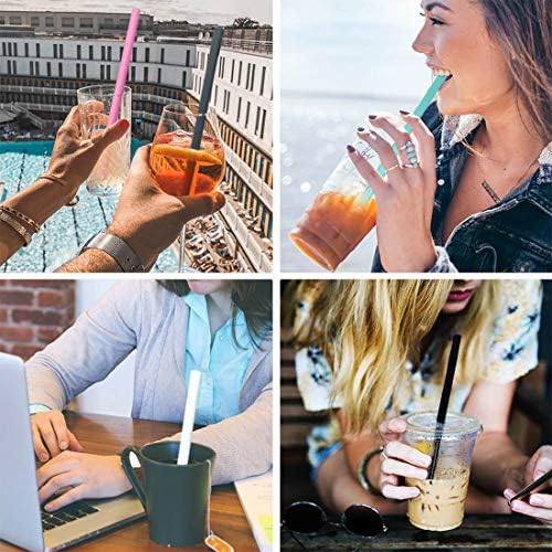 Silicone Straws Set of 10 Straight Smoothies Straws Large Silicon Reusable Drinking Straws with Cleaning Brushes Extra Long for 20oz and 30oz Tumbler - Flexible - Image 6