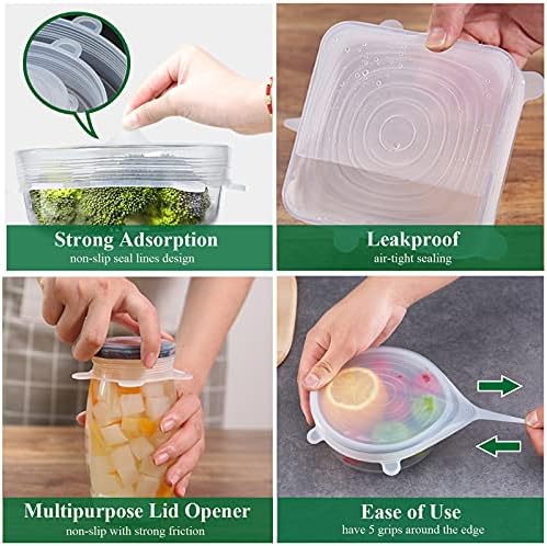 Silicone Stretch Lids, 12 Pack of Reusable Silicone Lids for Food Storage BPA-free Silicone Covers for Bowls, 6 Different Sizes to Fit Most Food Containers, Microwave & Dishwasher Use Safe - Image 4